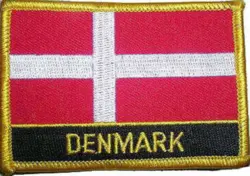 Dansk Flag med tekst - Vævet Stof strygemærke