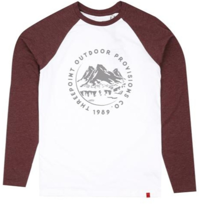 Threepoint - Mountain Range Baseball LS-shirt - White/ Plum Marl