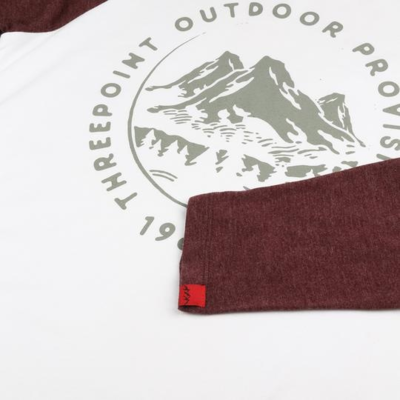 Threepoint - Mountain Range Baseball LS-shirt - White/ Plum Marl